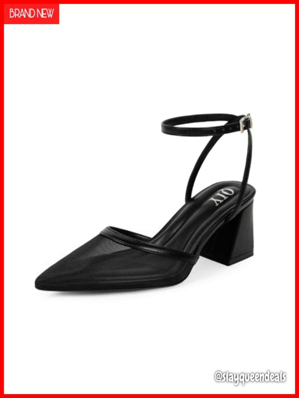 Closed Toe Chunky Heel Pumps with Ankle Strap - Pointed Toe Slingback